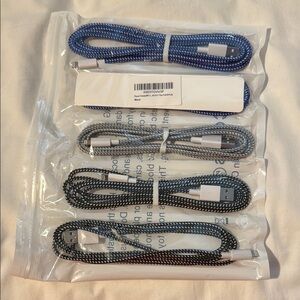 5 pack Braided USB Lightning Charging Cable - Blue and Black